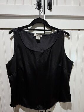 Notations Black Satin Sleeveless Blouse Tank Top Size Large